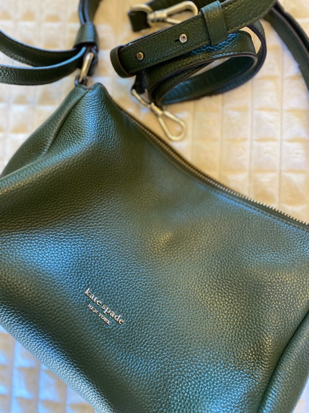 kate spade Forest Green Pebbled Leather Shoulder Bag